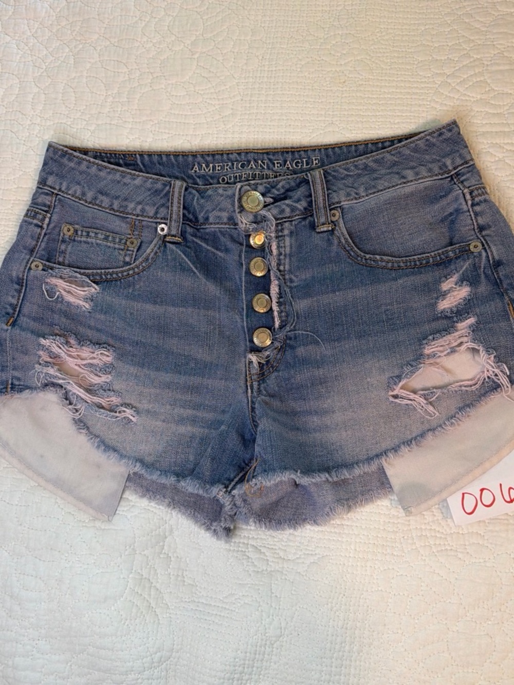 American Eagle Outfitters Distressed Denim Blue Shorts